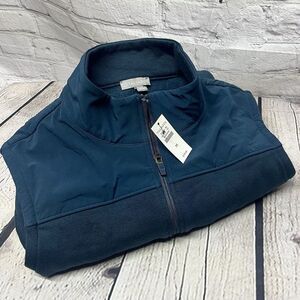 T by‎ Talbots Full Zip Fleece Vest Blue-Green Stand up Collar Womens Sz.M NWT